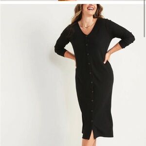 Old navy Fitted Rib-Knit Midi Button-Front Dress